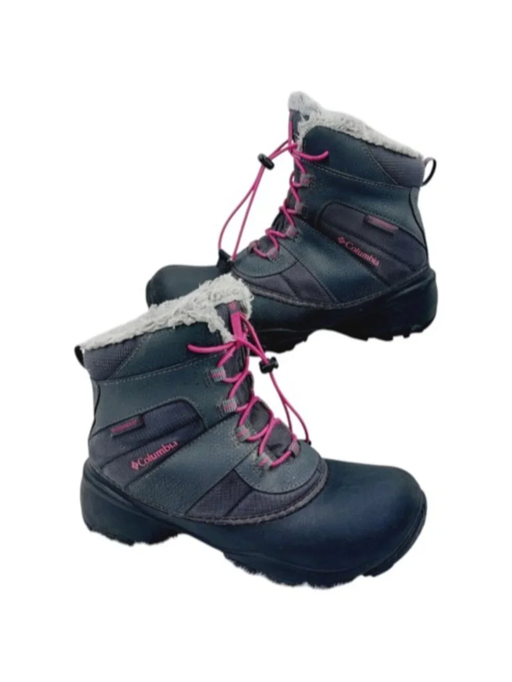 Columbia Women's Black Purple Rope Tow III Cozy Faux Fur Winter Snow Boots Sz 6
